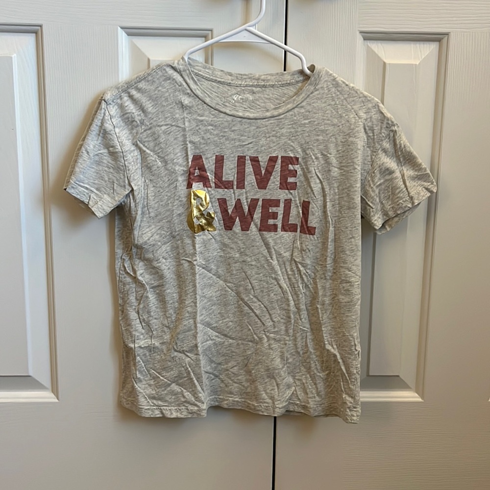 light grey graphic tee from J. Crew, alive & well